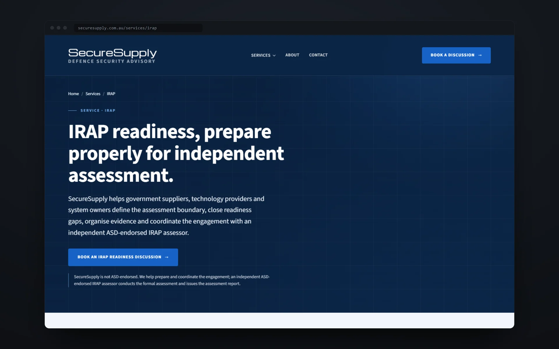 A SecureSupply service page, showing the site's editorial layout