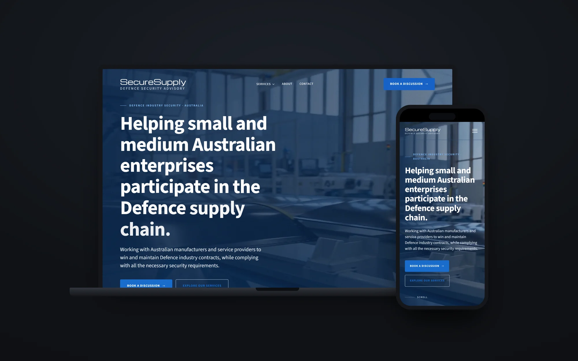 The SecureSupply website shown on a laptop and a phone